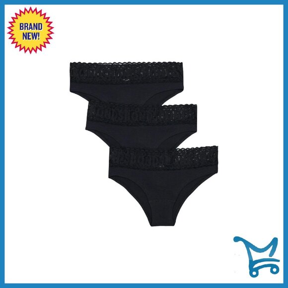 Other - Women's Cheeky Panties 3-Pack, Lace Waistband, Cotton Blend, Low Rise